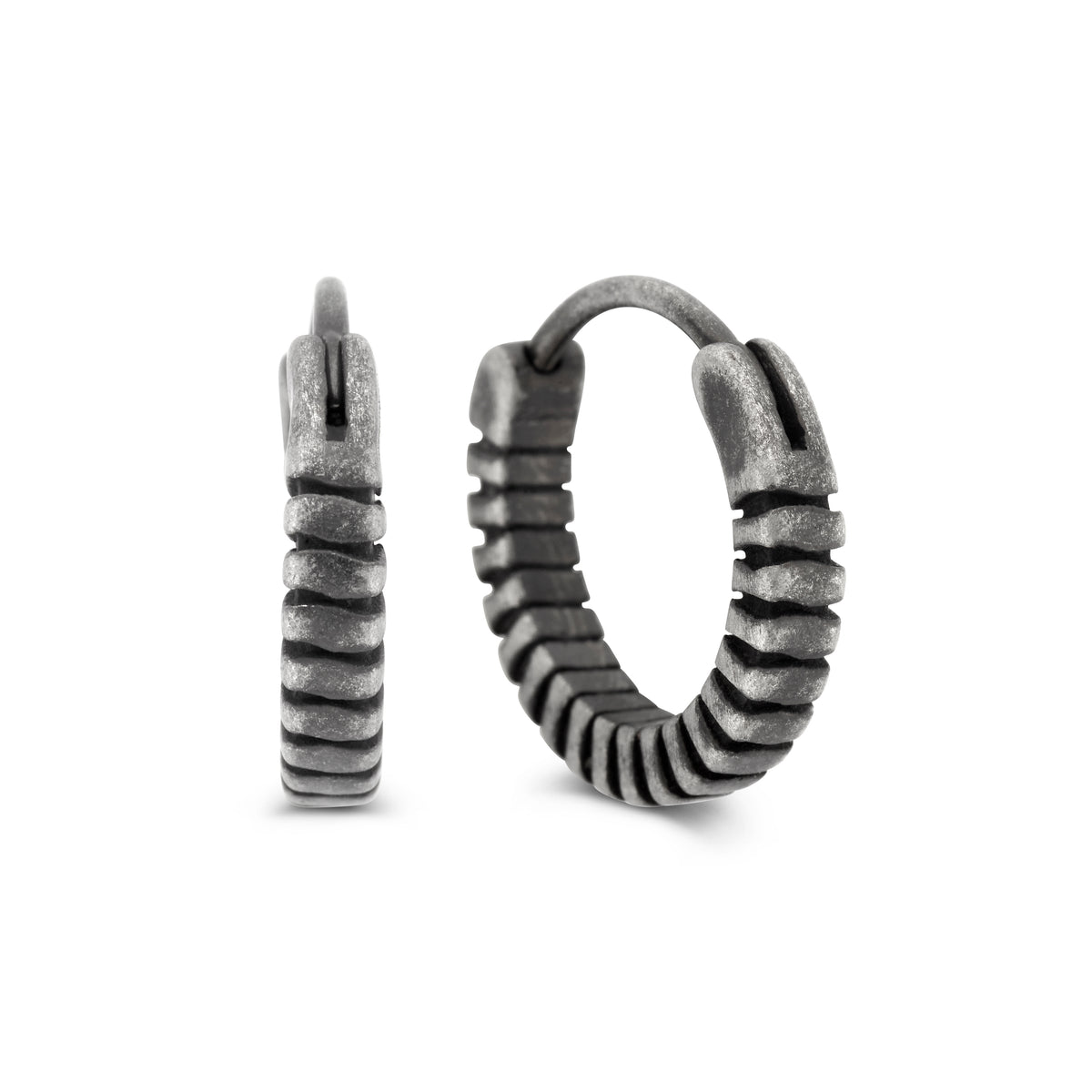 Textured Stainless Steel Hoop Earrings