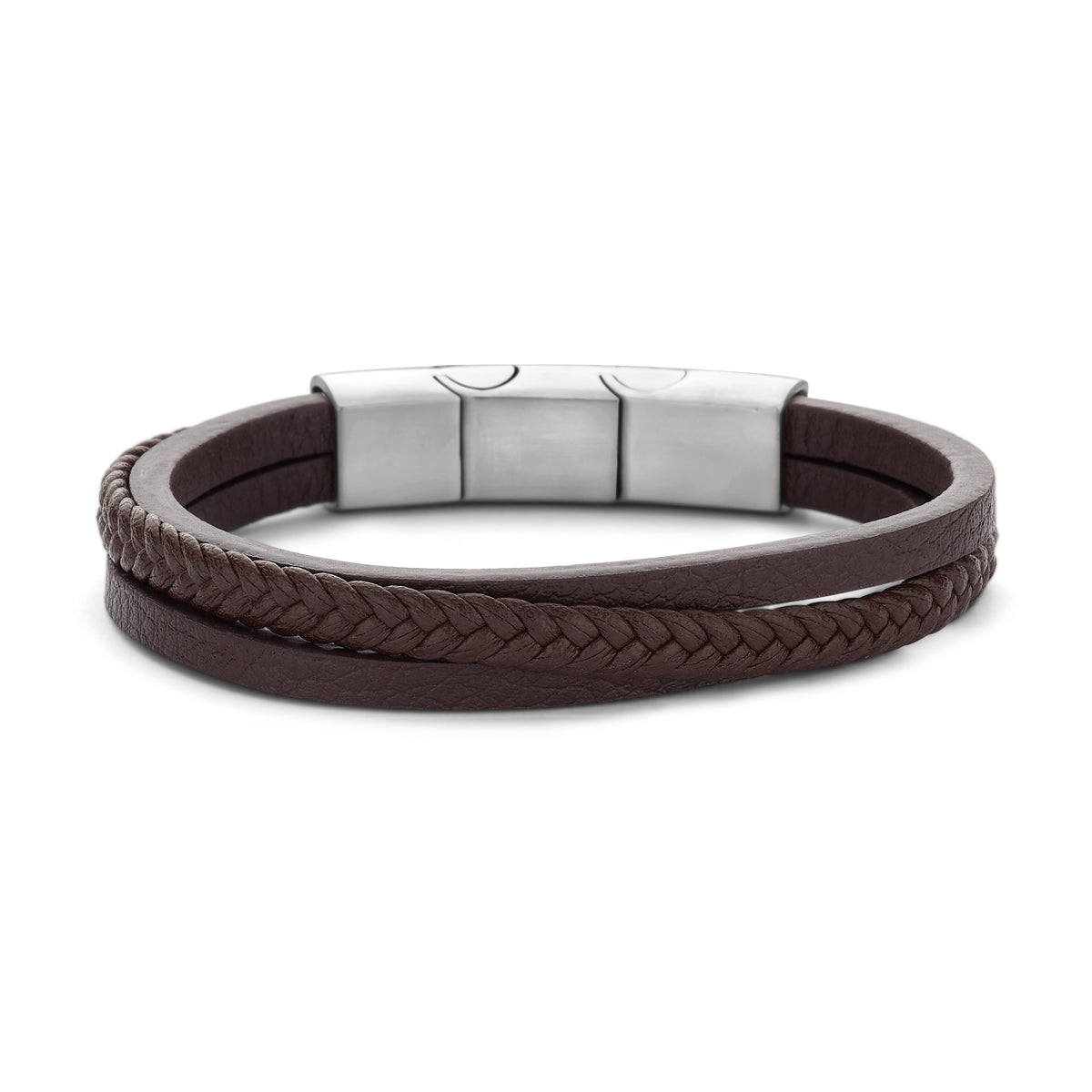 Junior driestrengige leren armband