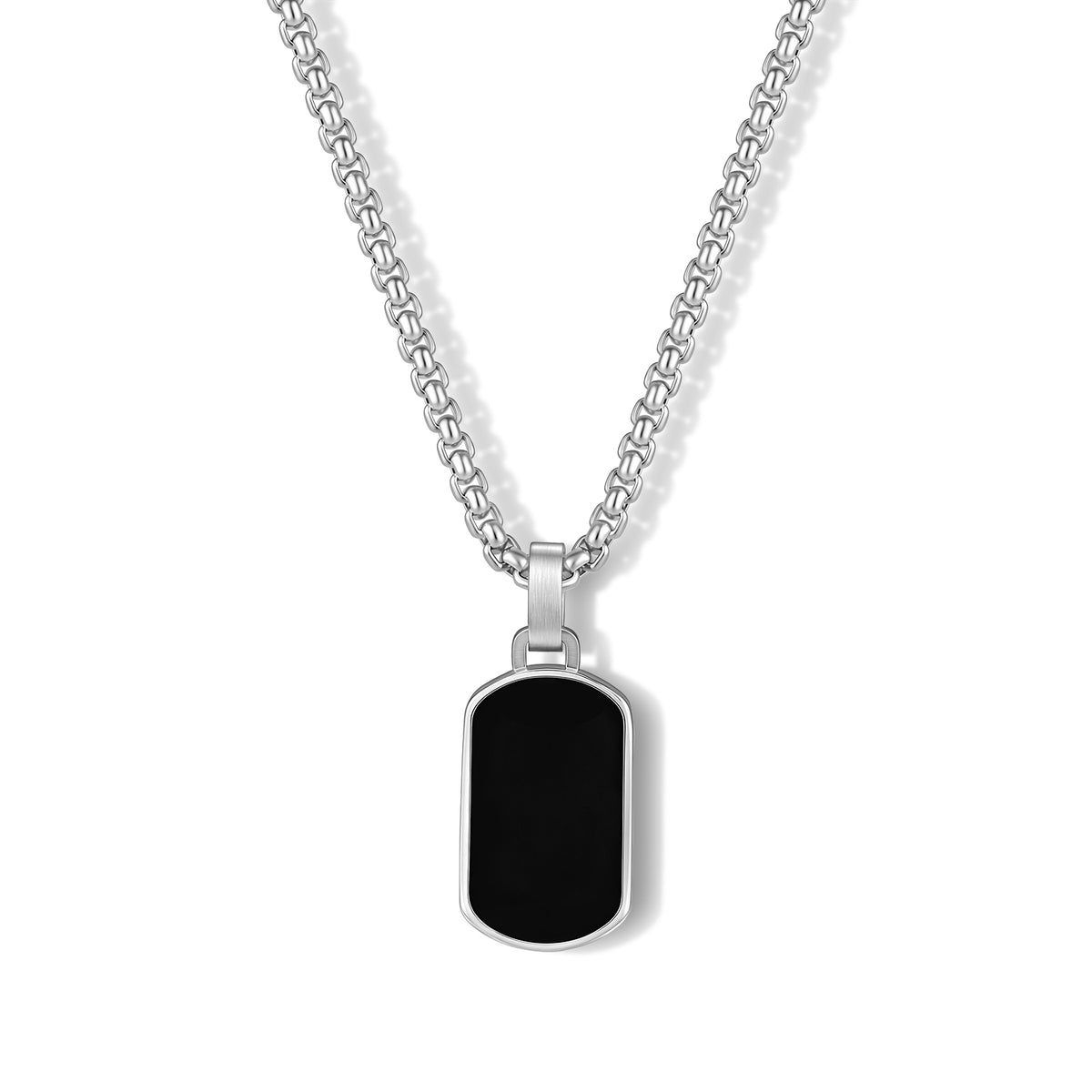 Black Dog Tag Pendant Necklace