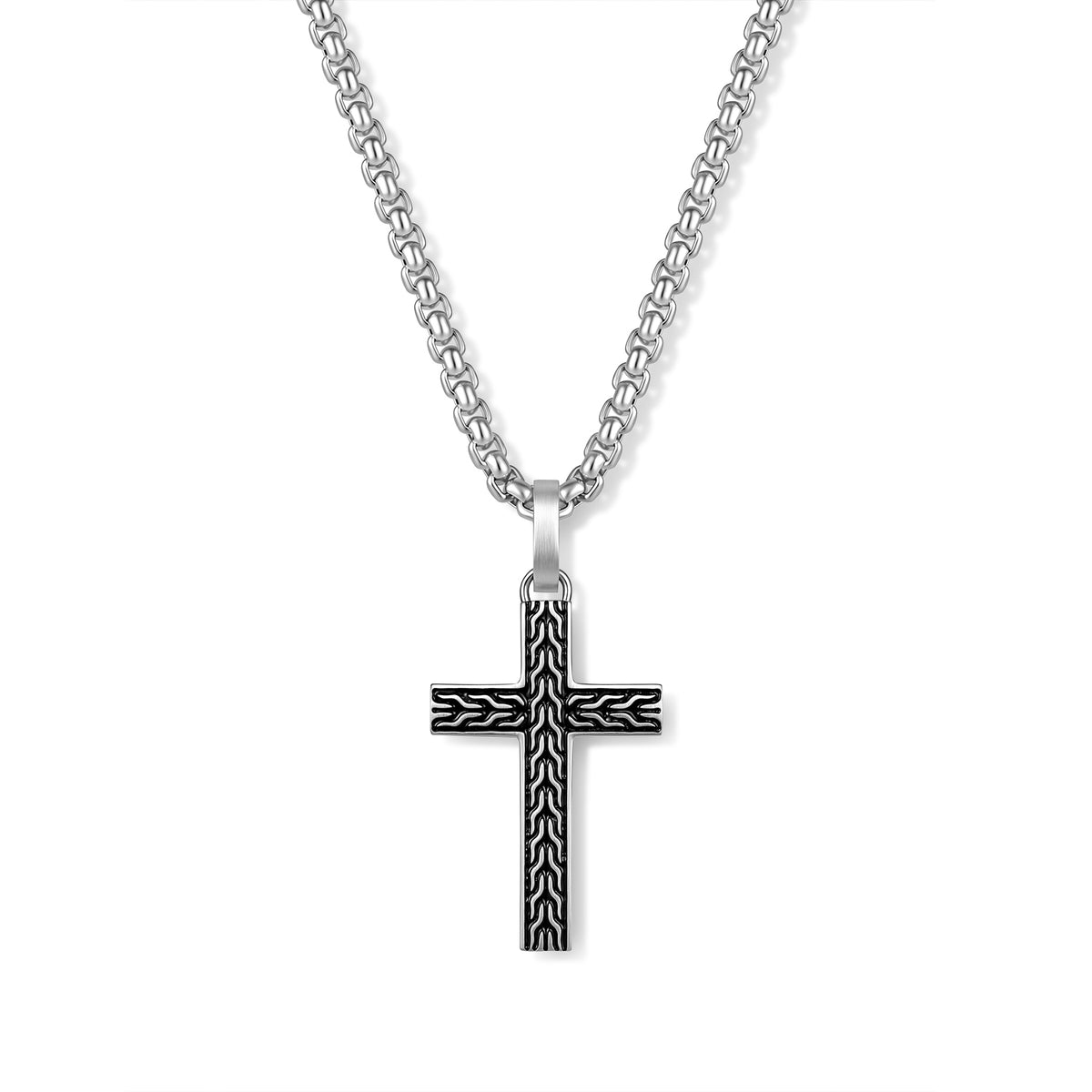 Textured Cross Pendant Necklace