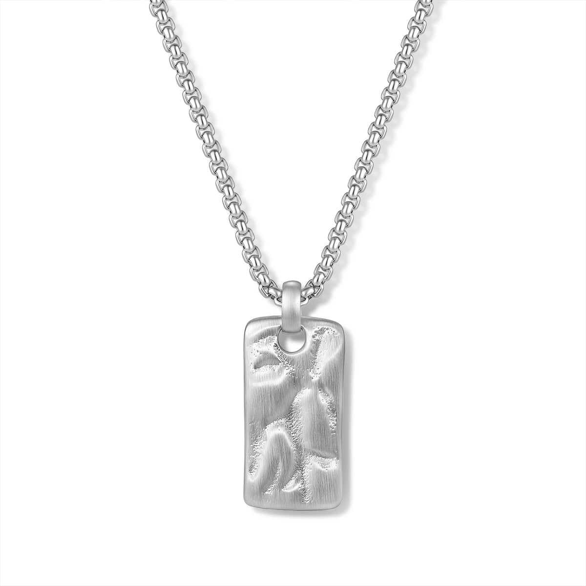 Textured Dog Tag Pendant Necklace