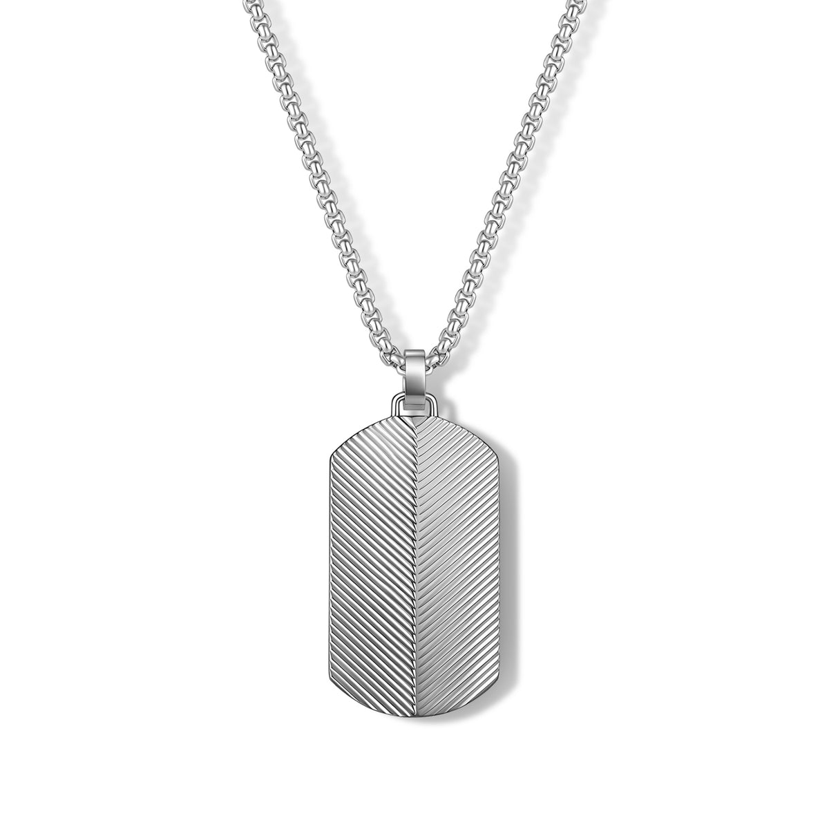Textured Dog Tag Pendant Necklace