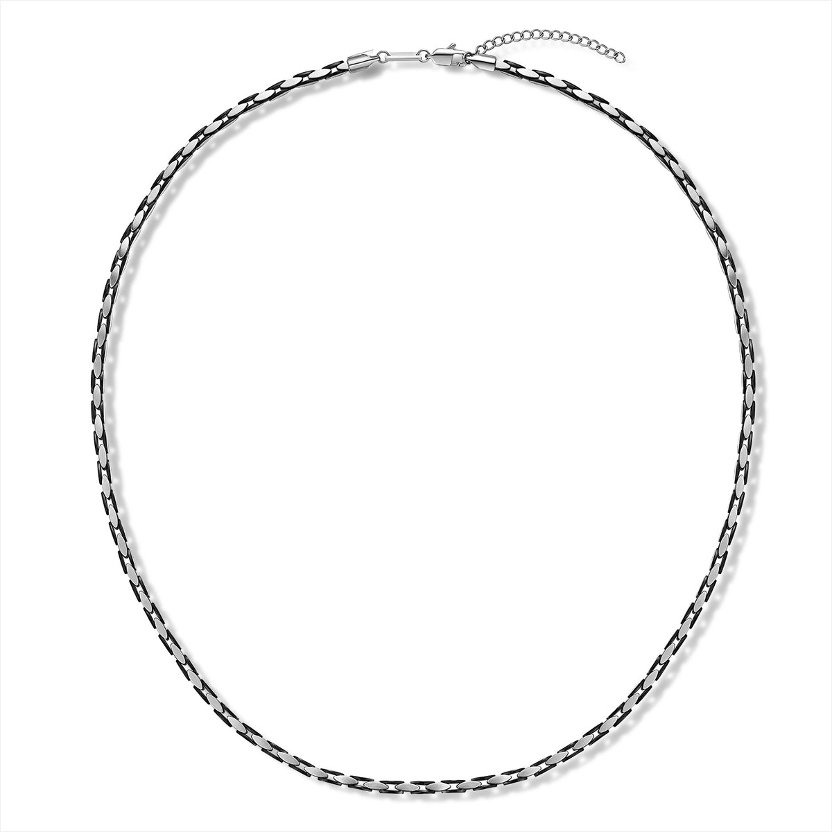 Zwart & Zilver Tweekleurige Roestvrijstalen Ketting