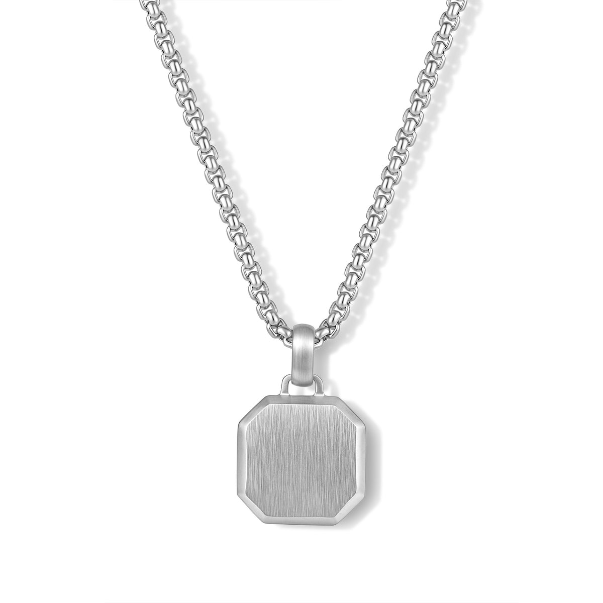 Brushed Geometric Pendant Necklace