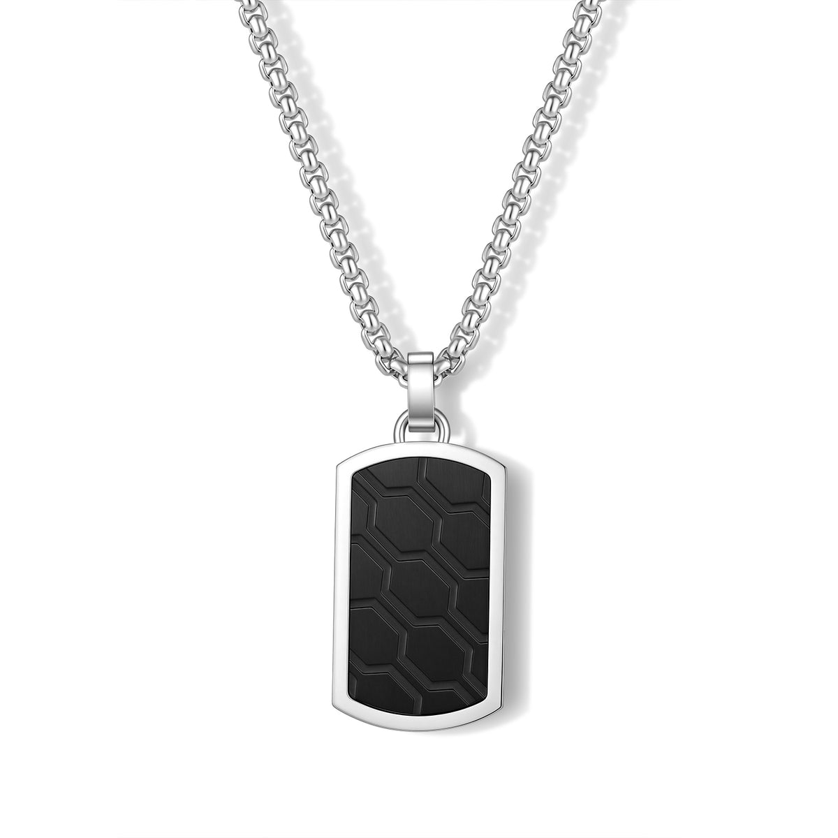 Black Dog Tag Pendant Necklace