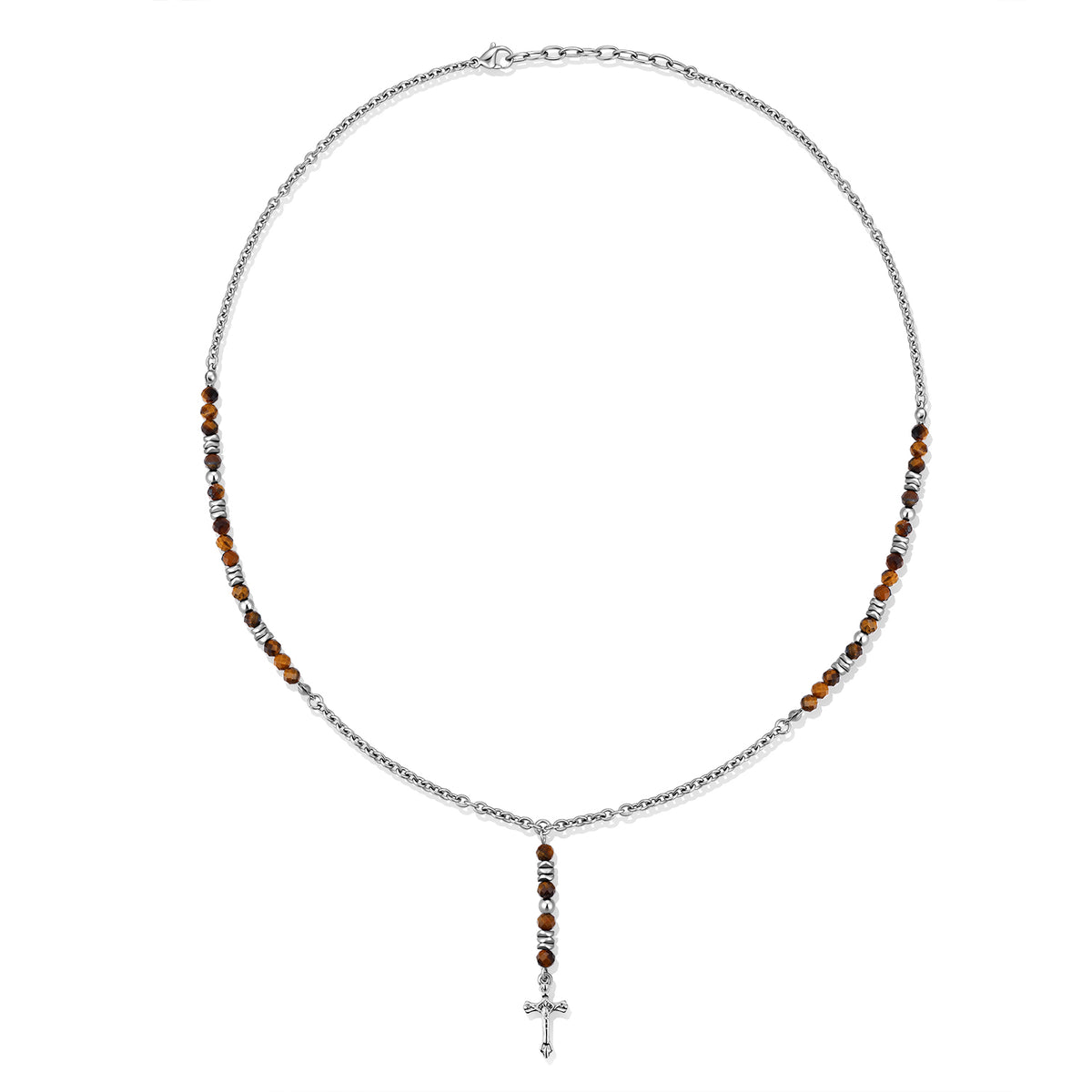Cross Necklace with Natural Stone Beads