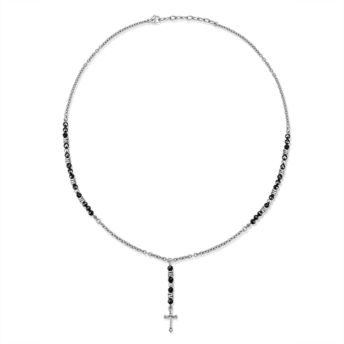Cross Necklace with Natural Stone Beads