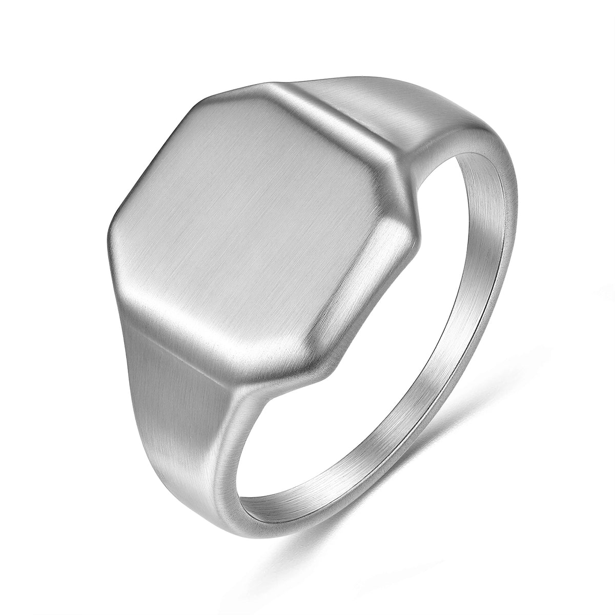 Brushed Stainless Steel Signet Ring