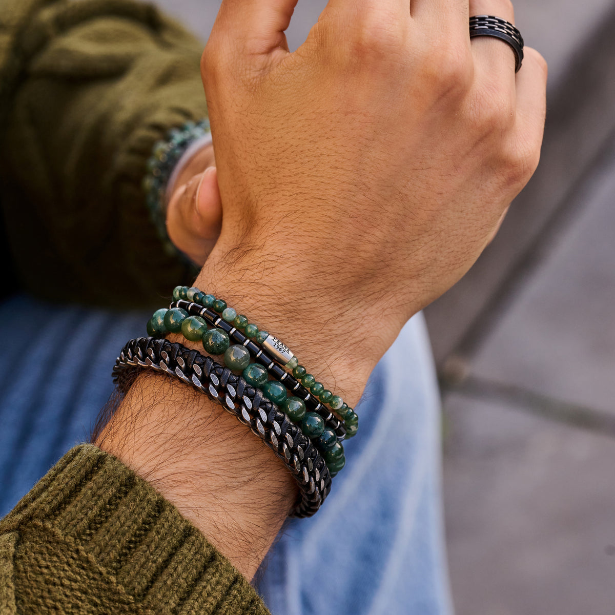 SET - Zwarte &amp; Groene Armbanden