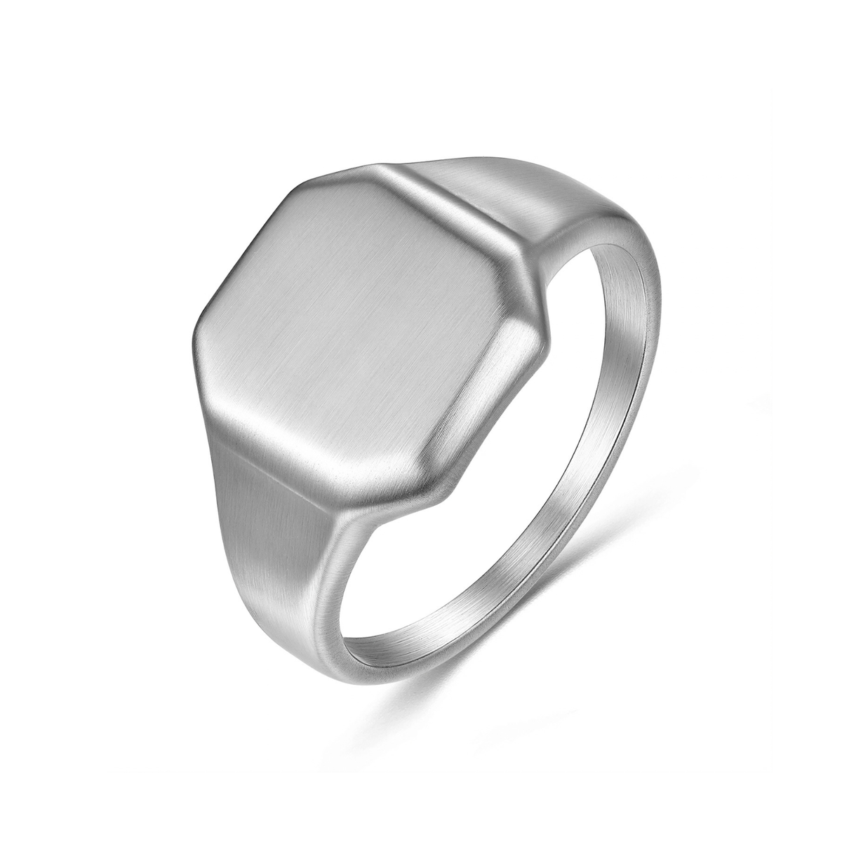 Brushed Stainless Steel Signet Ring