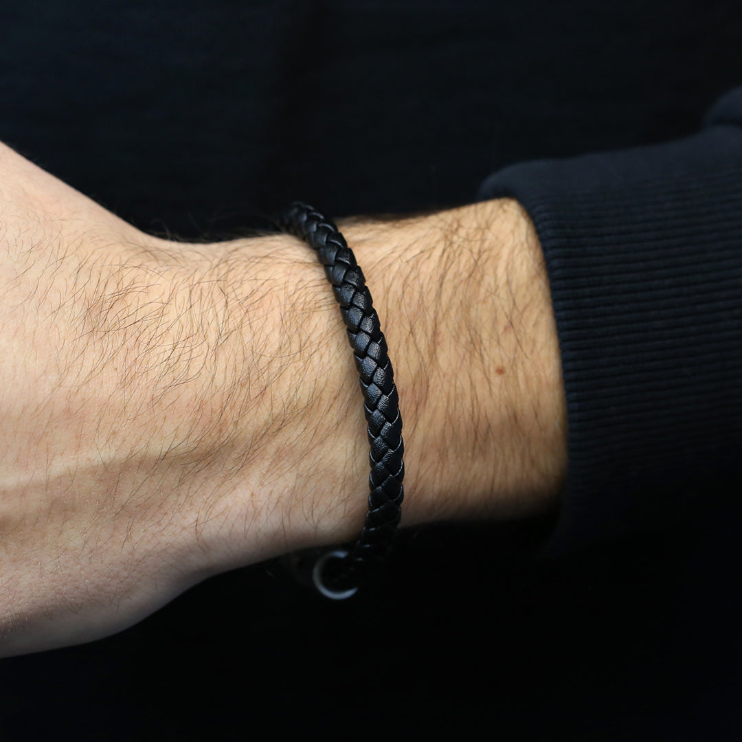 Stoere leren armband